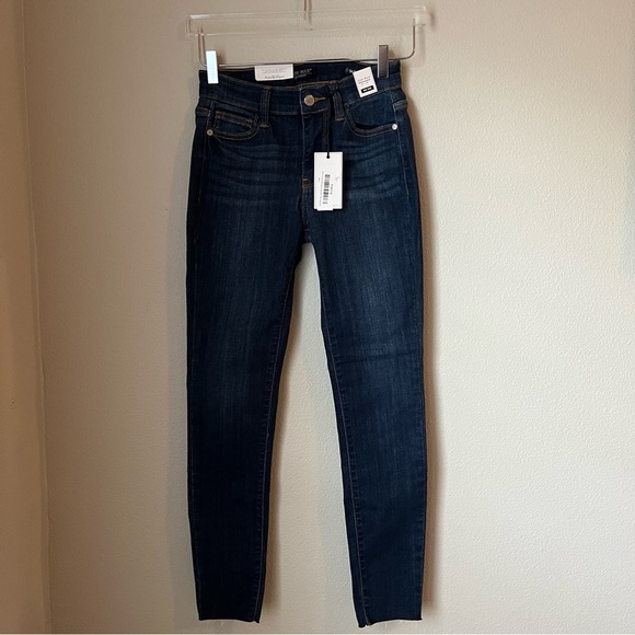 Judy Blue Dark Wash Hey Jude Mid Rise Frayed Hem  Skinny Jeans Size 0/24 - Picture 1 of 7